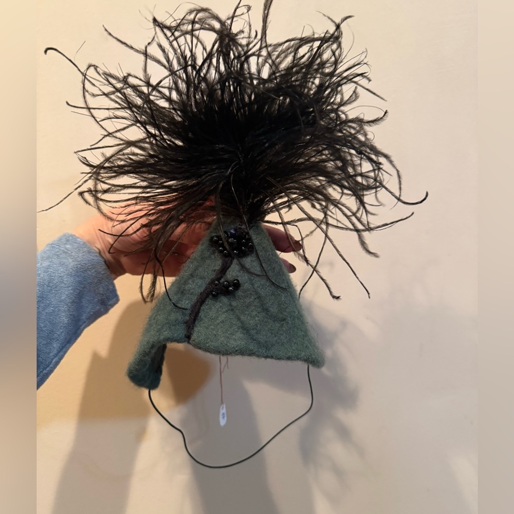 Green and Black Feathered Festive Party Green Hat